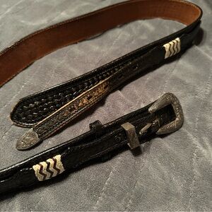 Tony Lama Black and Brown Leather Men's Belt